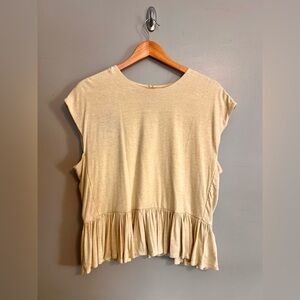 Express Pale Yellow Ruffle Hem Blouse